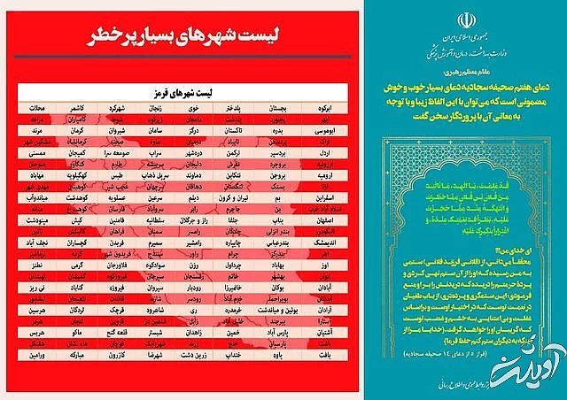 کاهش قابل توجه شمار شهرهای قرمز در کشور/ بازگشت رنگ «آبی» به نقشه کرونایی